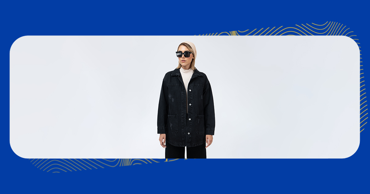 آشنایی با انواع استایل با کت جین ذغالی زنانه