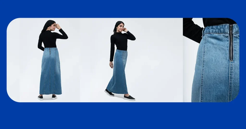 دامن جین پشت زیپ دار