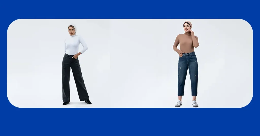 مقایسه شلوار بگ و مام استایل از نظر فرم بدن