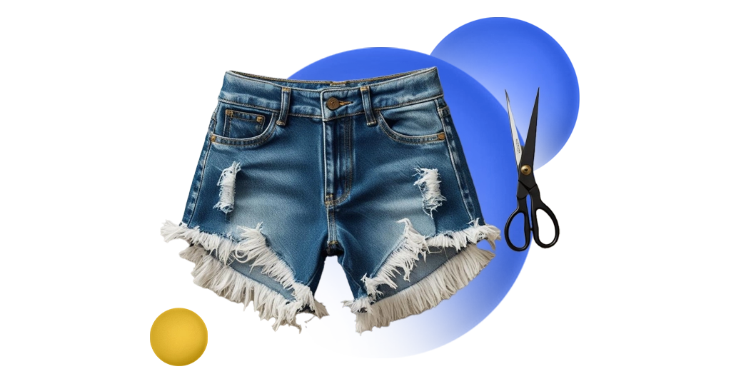 شلوارک جین کوتاه و لبه ریش‌ریش