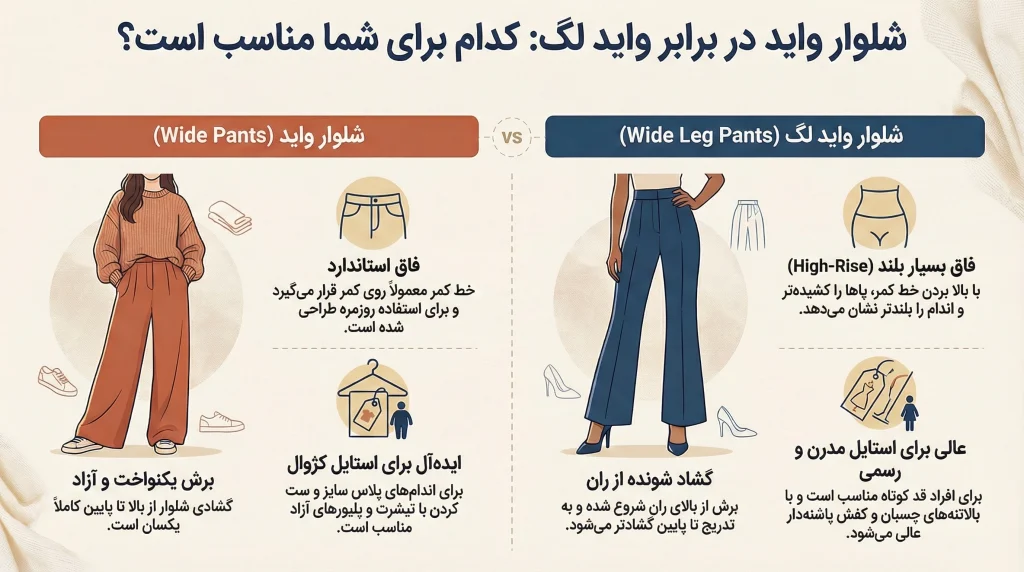 تفاوت شلوار واید و واید لگ