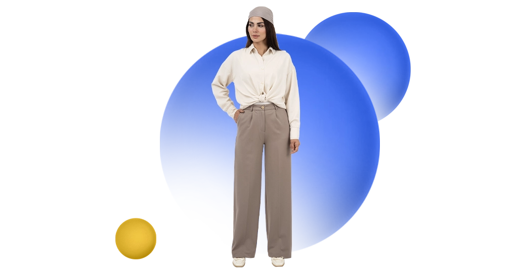 شلوار نیم بگ گاباردین زنانه